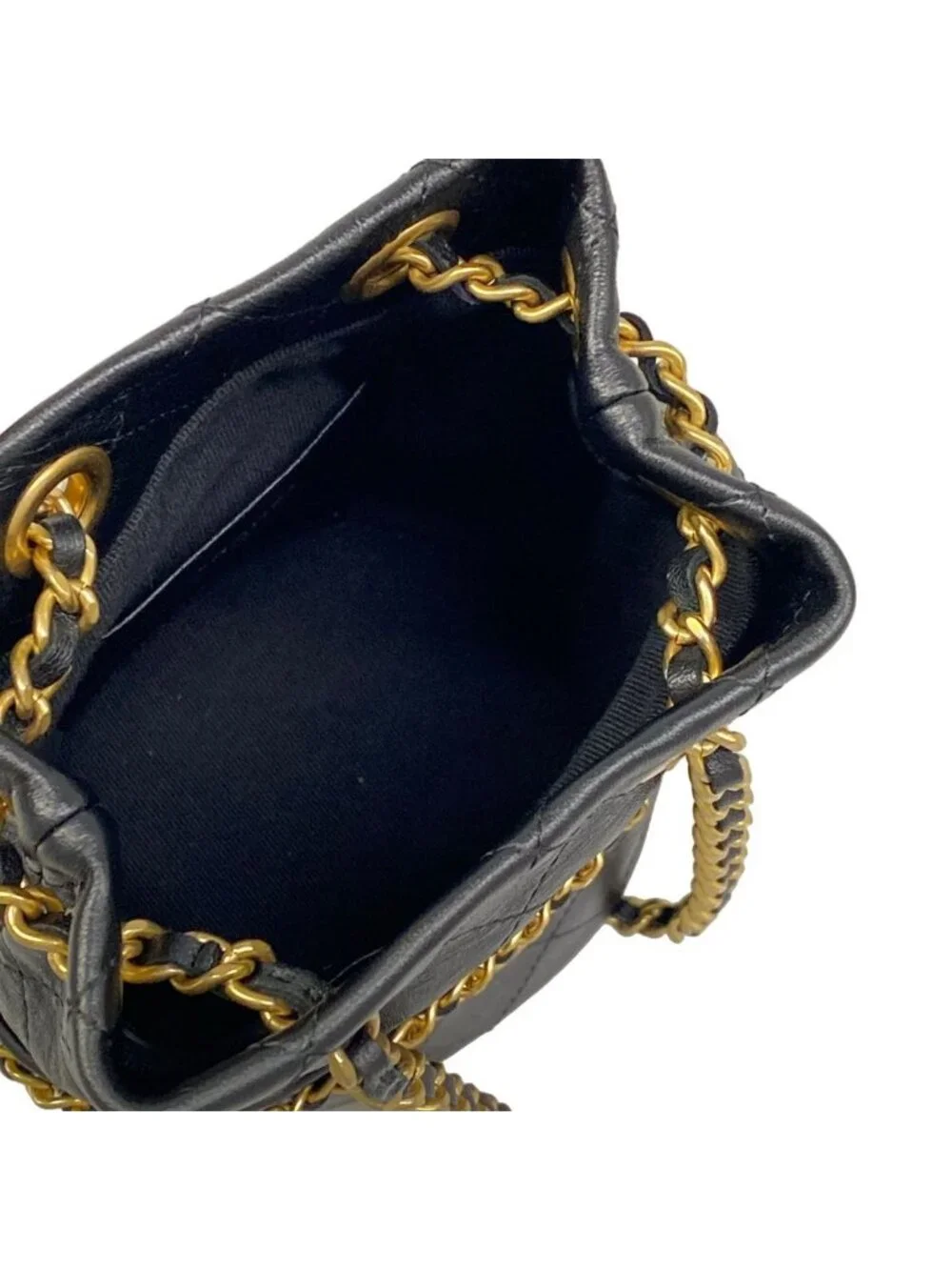 Chanel Shoulder Bag Black Chain Vintage Gold Lambskin